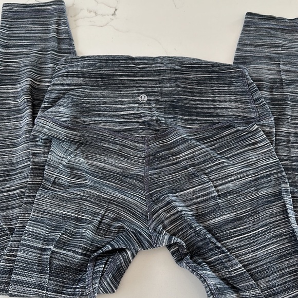 Lululemon. Black and white striped leggings. EUC. - Picture 3 of 3